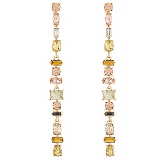 Linear Multi Shape Stone Earrings - Picture 2 of 2